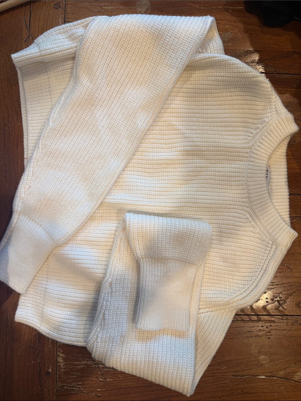 Zara Cream Ribbed Scoopneck Sweater